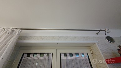 Bastone Tenda acciaio, perline Murano