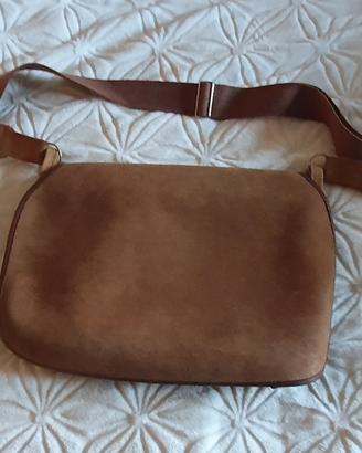 Borsa da caccia in pelle e camoscio