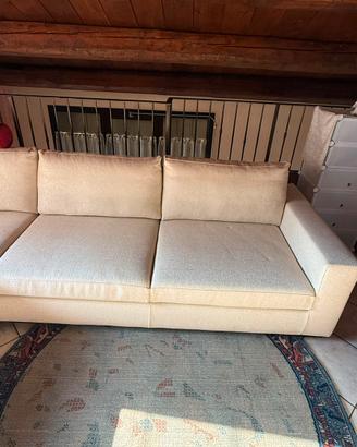 Divano 3 posti moderno in tessuto beige/crema