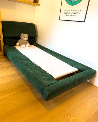 Letto singolo verde velluto 200x100