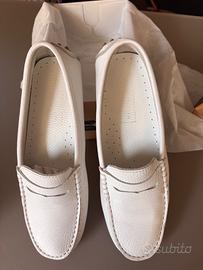 mocassini in pelle bianchi , n.40