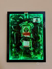 Quadro bottiglia rotta Jager con LED