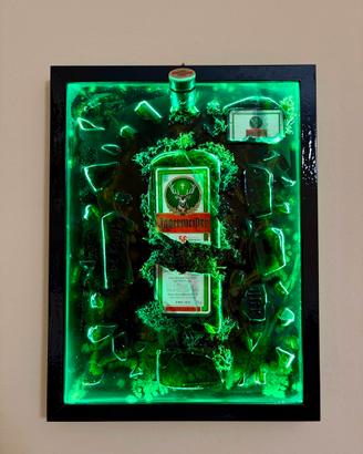 Quadro bottiglia rotta Jager con LED