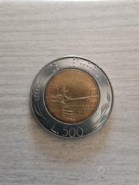 Moneta 500 lire del 1992 bimetallica, rara