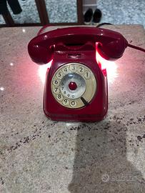 Telefono lampada a disco rosso vintage