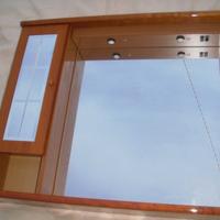 Pensile specchio luci+accessori bagno in legno