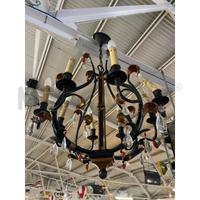 LAMPADARIO IN STILE FERRO BATTUTO CON FOGLIE COL.O