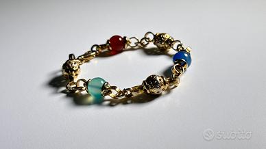 Bracciale argento dorato e pietre naturali