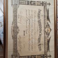 1893 Attestato Mutuo Soccorso Montevideo quadro