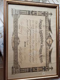 1893 Attestato Mutuo Soccorso Montevideo quadro