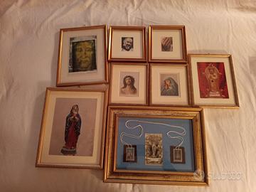 8 quadri sacri - cornici dorate - Padre Pio, ecc.