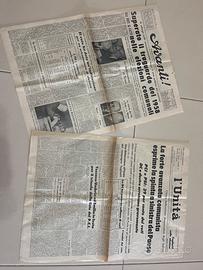 2 giornali L’Unita e L’avanti anni 60