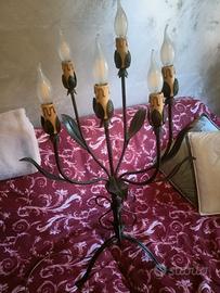Candelabro artigianale in ferro battuto
