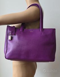 Originale FURLA, borsa tracolla vera pelle viola