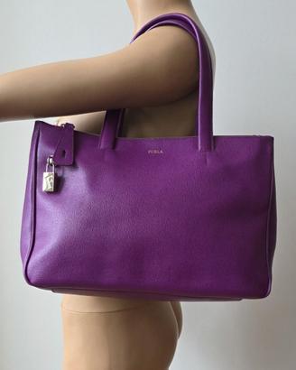 Originale FURLA, borsa tracolla vera pelle viola