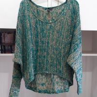 Top verde e oro maniche pipistrello 