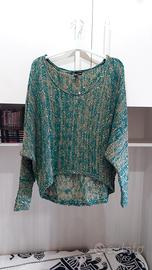 Top verde e oro maniche pipistrello 