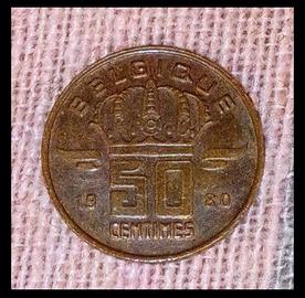 Moneta da 50 centimes del 1980 Belgio 