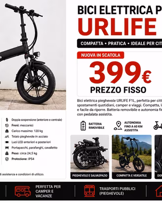 Bicicletta elettrica pighevole urlife f1l nuova