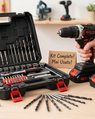 Trapano Avvitatore a Batteria 48VF Li-Ion + Kit Ac
