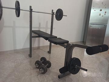 Panca + bilanciere + manubri completa di pesi