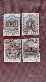 Lotto 4 francobolli (serie "Fontane")