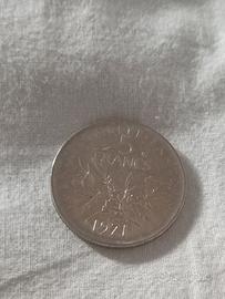 moneta 5 franchi francesi del 1971