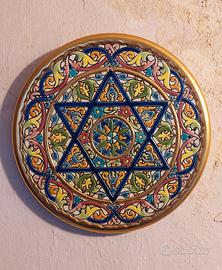 Piatto Decorativo in Ceramica Smaltata e Oro 24K