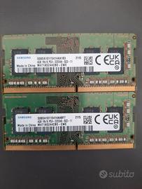 2 banchi RAM DDR4 laptop 4GB – Samsung originali