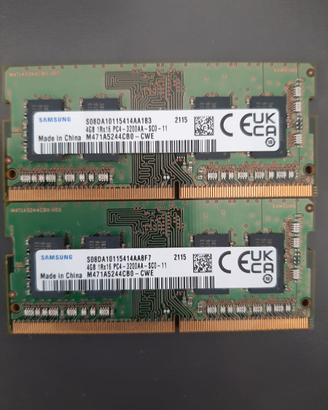 2 banchi RAM DDR4 laptop 4GB – Samsung originali