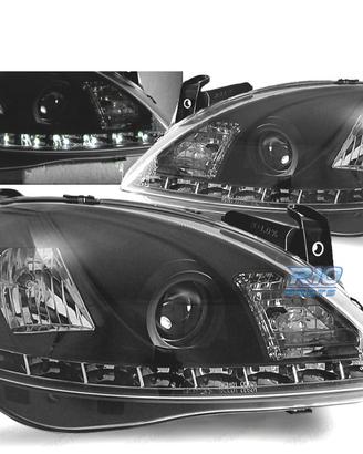 FARI PER OPEL CORSA C 00-06 LUCE DIURNA A LED NERI
