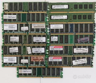 13 Moduli RAM PC - DDR - da 256 MB,