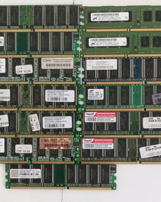 13 Moduli RAM PC - DDR - da 256 MB,