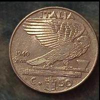 moneta da 50 centesimi Italia del 1940 