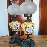 Coppia di Lampade vintage (Ottone,ceramica,vetro)