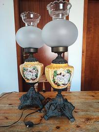Coppia di Lampade vintage (Ottone,ceramica,vetro)