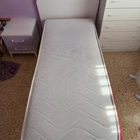 LETTO SINGOLO IN LEGNO BIANCO + MATERASSO
