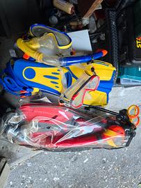 Set snorkeling bambini con pinne, maschere gratis