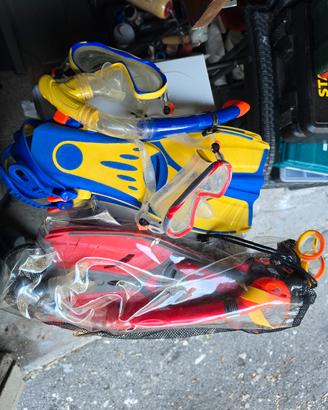 Set snorkeling bambini con pinne, maschere gratis