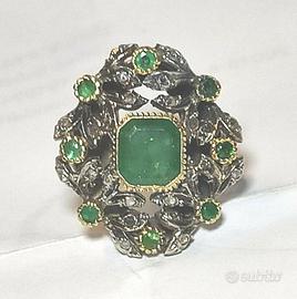 Splendido Anello  d'Epoca in Oro basso titolo, arg