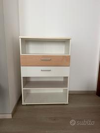 Libreria Ikea Billy con 2 cassetti - bianco legno