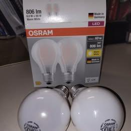 2 Lampadine led Osram, 6W-60W, luce calda, NUOVE