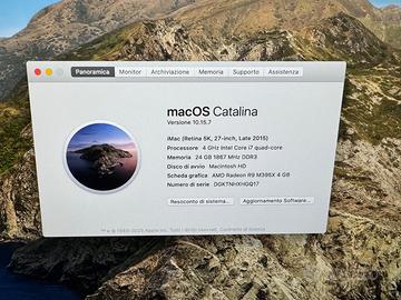 Apple Imac 27" late 2015 SSD 256Gb e 24Gb di RAM