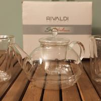 Teiera + tazze Rivaldi vetro soffiato 