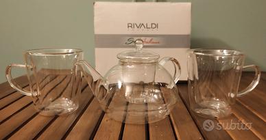 Teiera + tazze Rivaldi vetro soffiato 