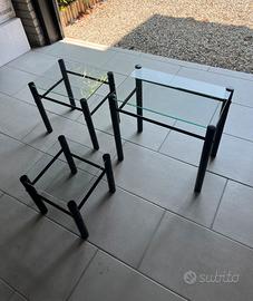 Set tavolini da salotto vetro e metallo