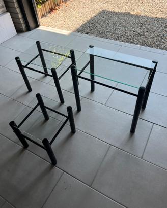 Set tavolini da salotto vetro e metallo