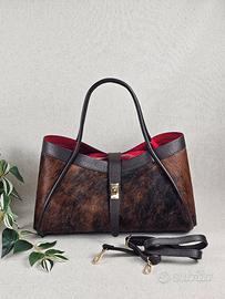 Borsa in vera pelle e cavallino made in Italy