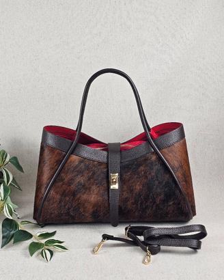 Borsa in vera pelle e cavallino made in Italy