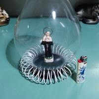 Campana ovale di vetro vintage con Santa Rita 